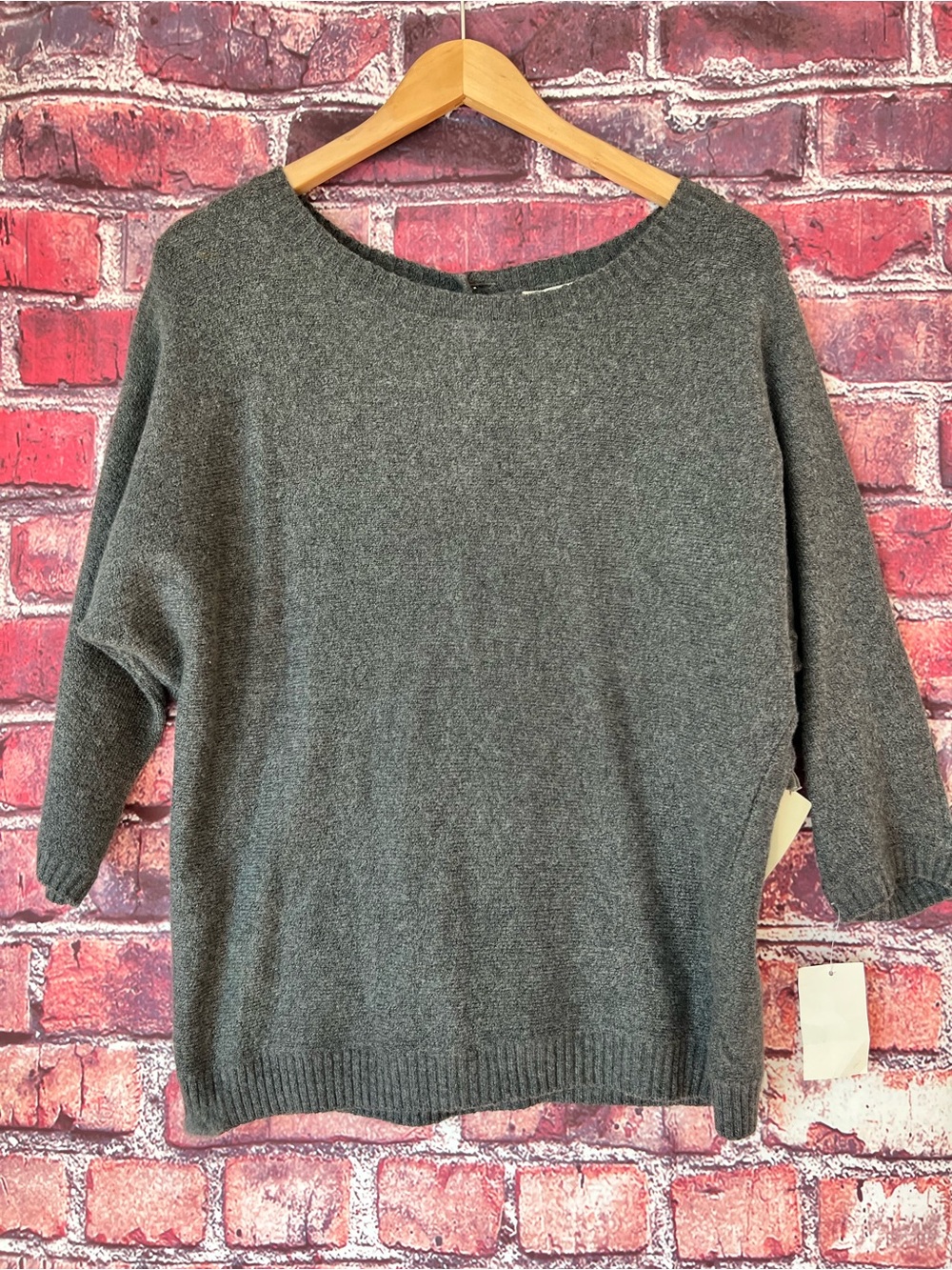 NWT Nordstrom Dark Charcoal Gray Scoopneck Knit Sweater XS